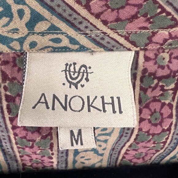 Anokhi Floral Cotton Blouse Indian Block Print Lightweight Boho Top M Medium - Picture 3 of 11